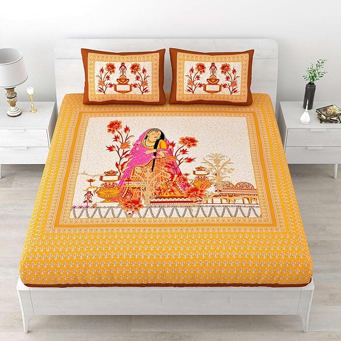 100% Pure Cotton Jaipuri Sanganeri Print Bedsheet
